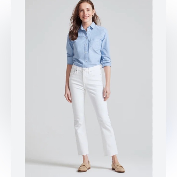 J. Crew Denim - J. Crew Mid-Rise Flare Crop White Jeans